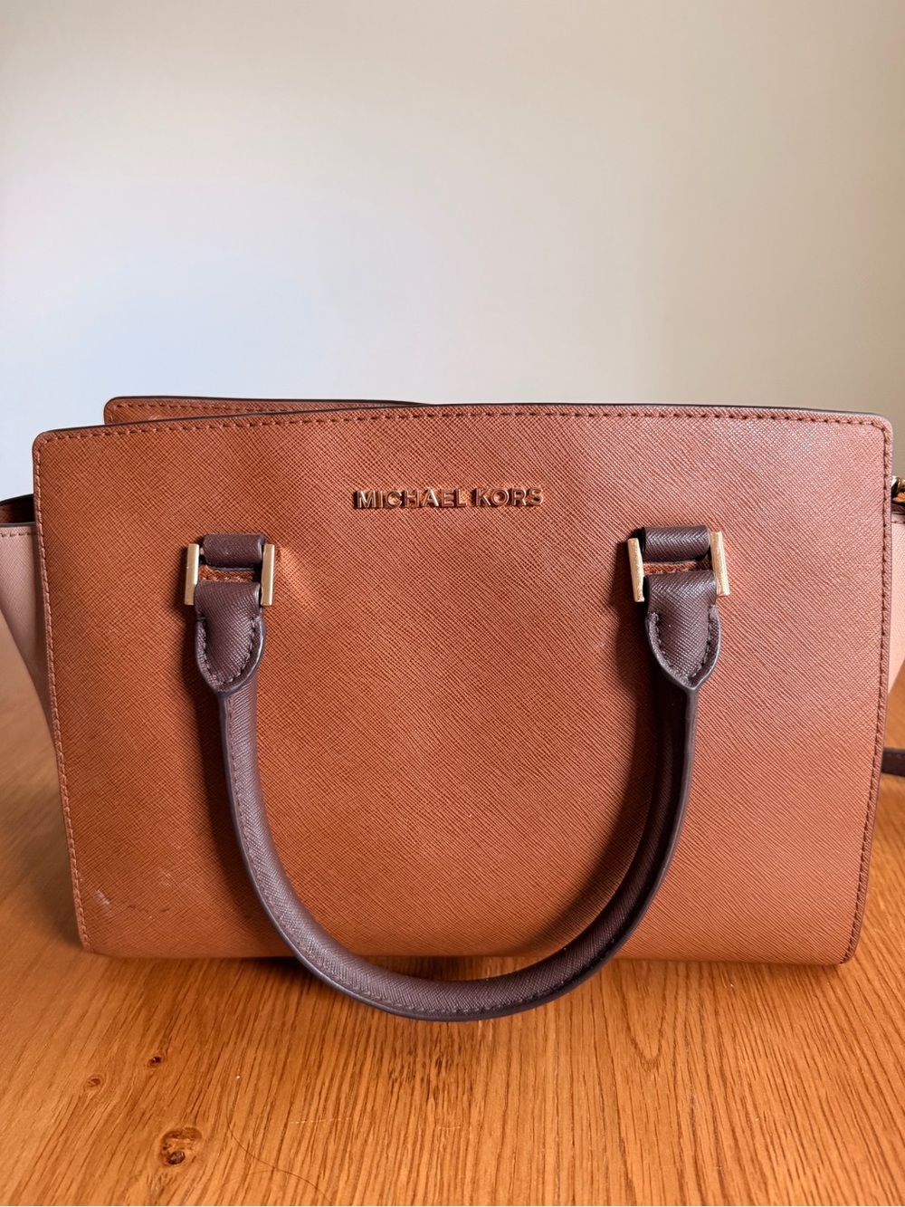 Michael Kors Brown and Dark Brown Saffiano Satchel